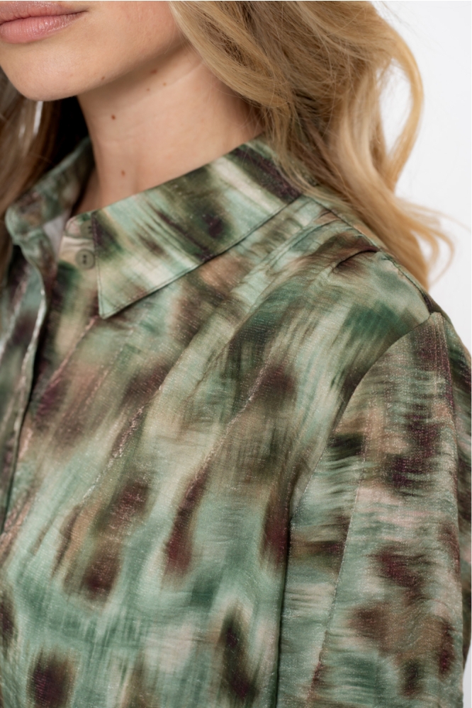 BLOUSE MET AQUARELPRINT 53659 20 000530 GREEN/BROWN